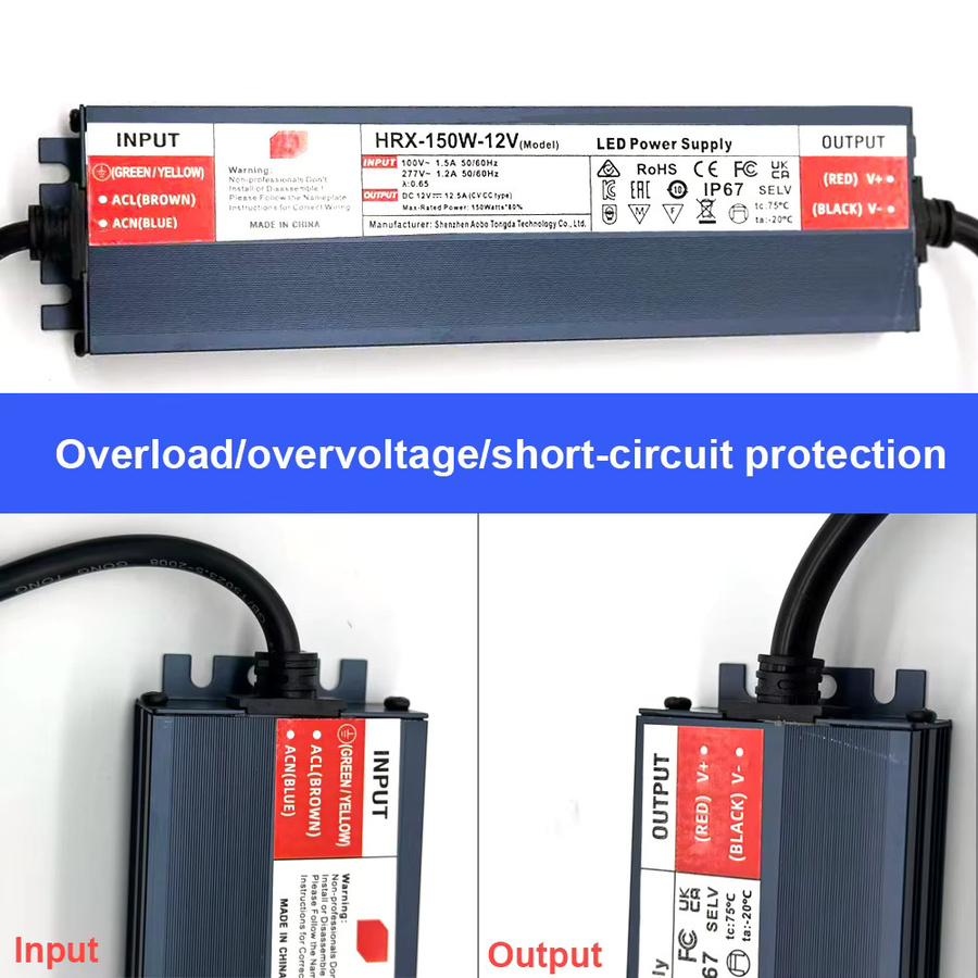 NIUGUY LED Outdoor DC-Stromtransformator IP67 Wasserdichter LED Driver AC100-277V auf DC 12V/24V mit 36W-600W Leistung - Bild 3