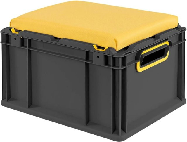 PROREGAL Eurobox Nextgen Seat Box Sitzbox Gelb-Schwarz H x B x T: 26,5 x 30 x 40 cm - Bild 1