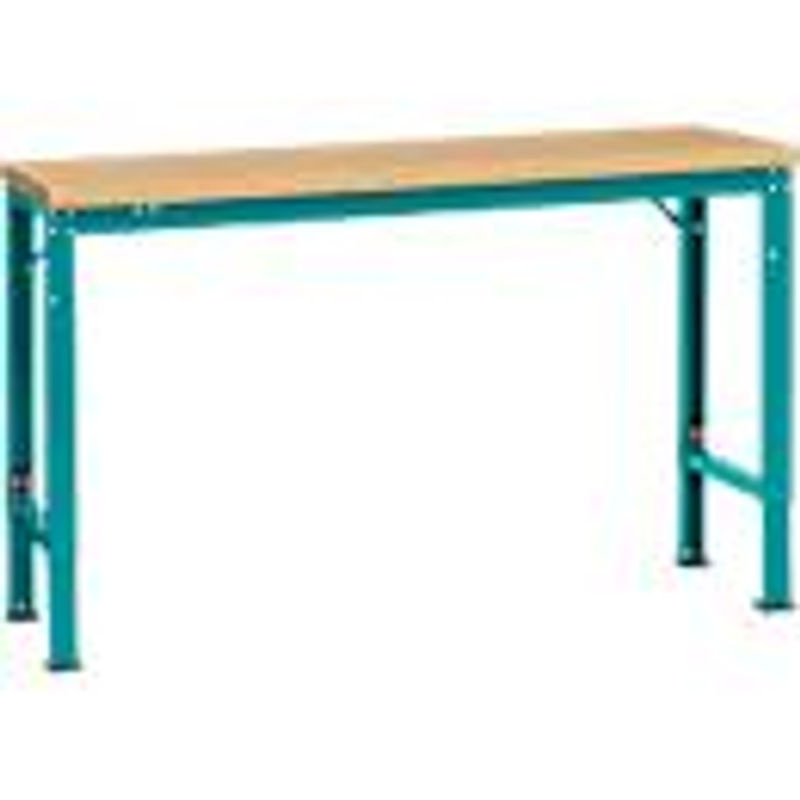 Manuflex Arbeits-Grundtisch UNIVERSAL Spezial mit Multiplexplatte, Wasserblau, B/T/H: 150 x 80 x 72,2-102,2 cm - Bild 2
