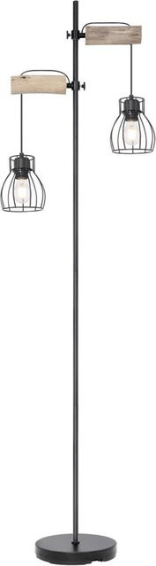 GLOBO Stehlampe Mina in Schwarz aus Metall und Echtholz mit 2 E27 Fassungen, B/T/H: 25 x 47 x 168 cm - Bild 1