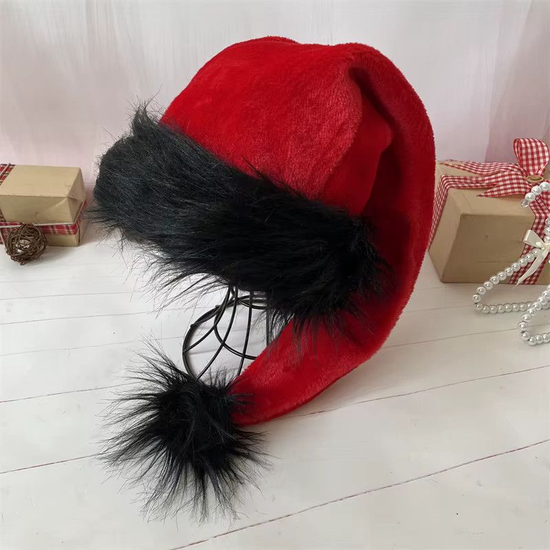 Extra lange Weihnachtsmütze aus Plüsch von Atceawit in Rot, B/H: 30 x 75 cm - Bild 2