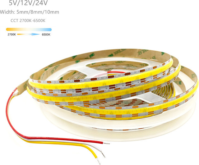 CCT COB LED-Streifen dimmbar mit Farbtemperatur 2700K bis 6500K und hohem RA90 Wert - Bild 1