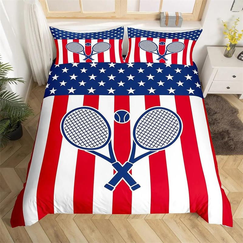 Lodestar Bettwäsche-Set mit Tennisplatz-Print in Gelb und Blau, 3-teiliges Microfaser-Bettwäsche-Set mit Bettdeckenbezug und Kissenbezügen, B/H: 240 x 220 cm - Bild 3