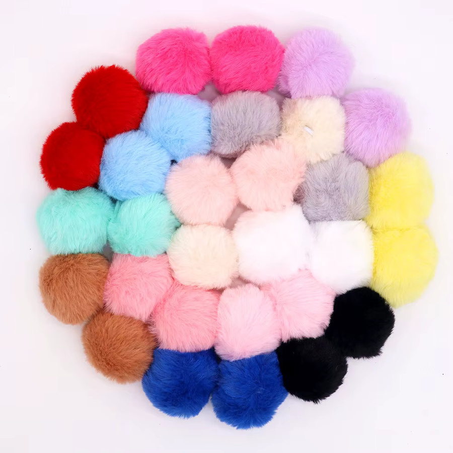 5er Set flauschige Kunstpelz Pompoms in Multicolour, Durchmesser: 5 cm, ideal für DIY-Handwerk und Hochzeitsdekoration - Bild 3