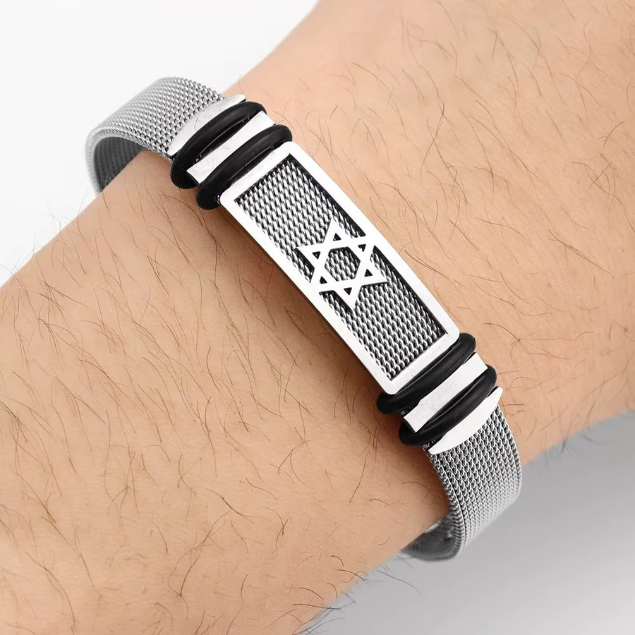 Armband Stern, Edelstahl, Silber, Herren - Bild 3