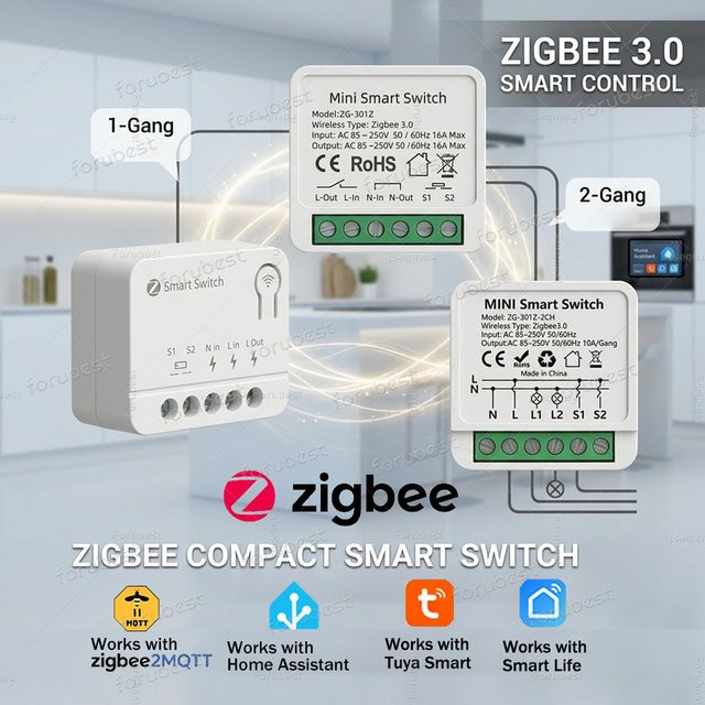 Tuya Zigbee Smart Switch DIY Modul in Weiß für Smart Home Automatisierung mit Alexa und Smart Life Unterstützung (10A/16A) - Bild 1