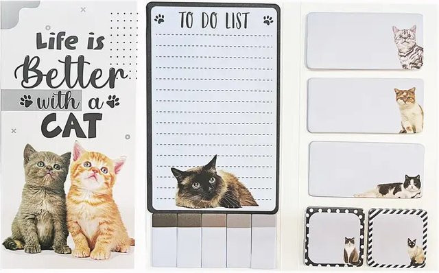 Life's Better With Cats Haftnotizen-Set mit 550 Blatt, Trennetiketten und Seitenmarkierungen, Mehrfarbig - Bild 1