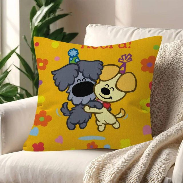 Personalisierter Anime Woezel und Pip Kissenbezug aus Polyester, Gelb, B/B/H: 45 x 45 x 1 cm - Bild 1