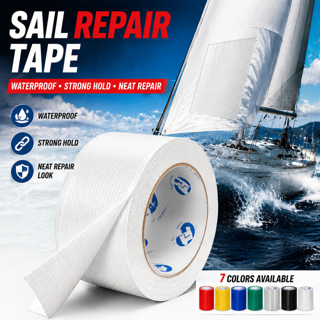 FEITE TAPE Wasserdichtes Segel-Reparaturband aus Kunststoff in Transparent oder Weiß für Bootssegel, Planen und PVC-Gewebe - Bild 1