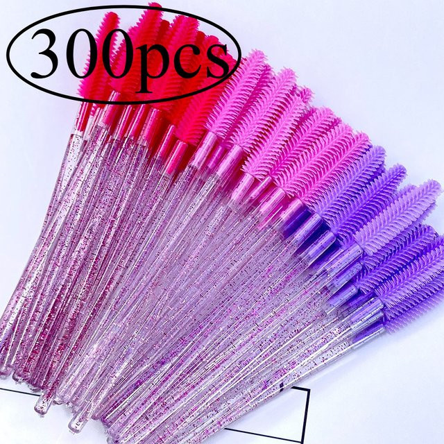 Mollie Lipper Make-Up Pinsel mit Kristall-Griff, 300 Stück, Rosered - Bild 1
