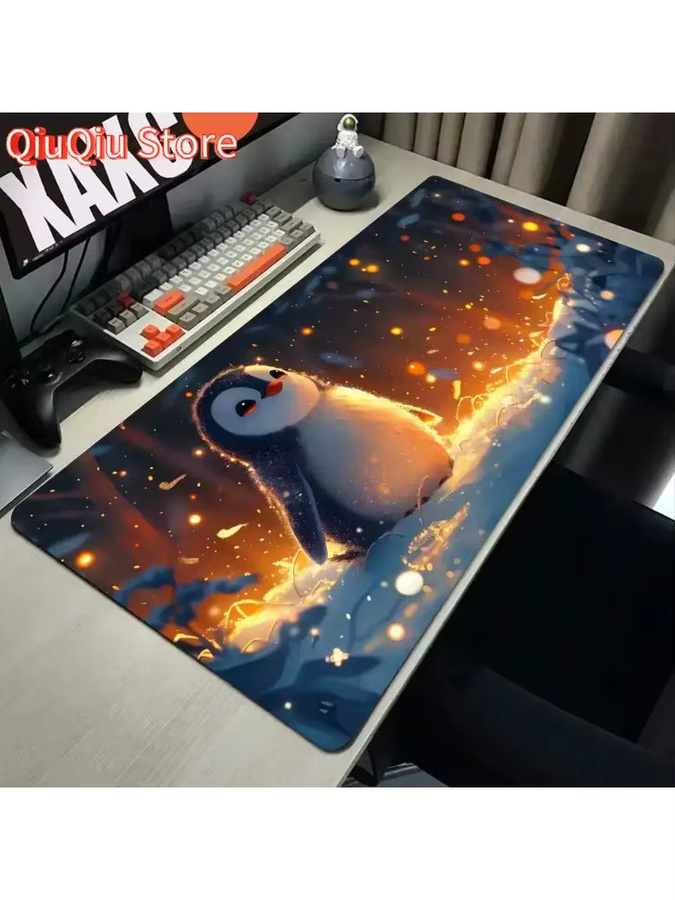 Potdemiel Schreibtischunterlage Kawaii Pinguin im Winterwunderland Design, XL Mauspad in Multicolour - Bild 3