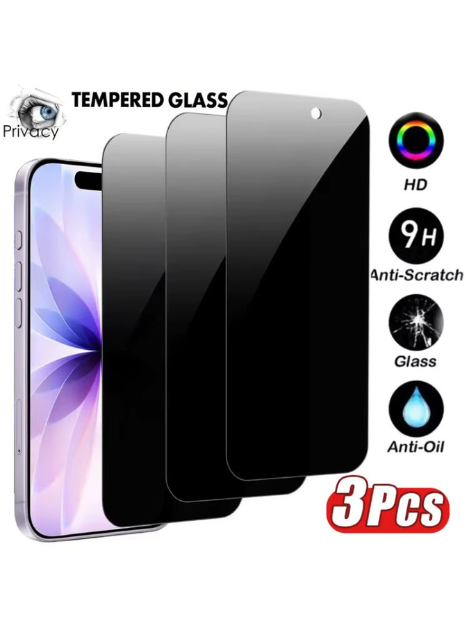3 Stück Privatsphäre HD gehärtete Glas Displayschutzfolie für Apple iPhone 17 16 15 14 13 12 11 Pro Max Plus Pro Mini in Transparent - Bild 6
