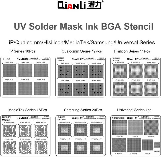 Qianli Green Oil Net UV Lötmasken-Tinten-Set für iPhone Huawei Samsung Motherboard CPU IC Chip Rework BGA Reballing Schablone in Grün und Grau - Bild 1