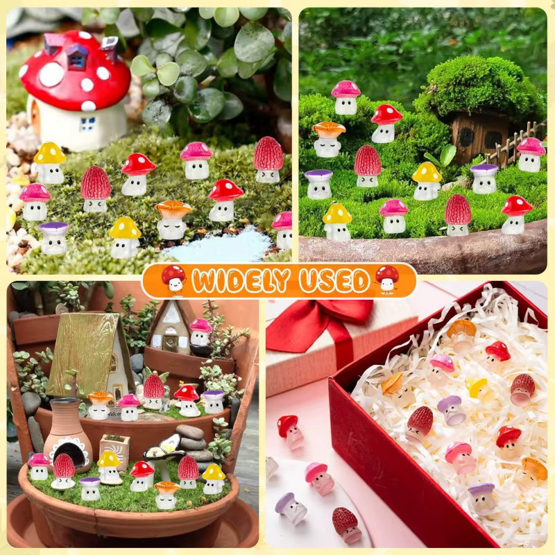 24 Stück leuchtende Mini-Pilzfiguren von XMSJ in Multicolor für Feengarten, Terrarium und Mikro-Landschaftshandwerk - Bild 5