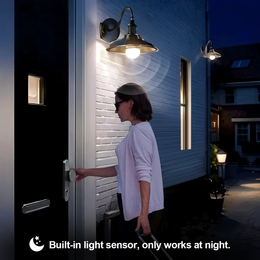 MALITAI LED Nachtlicht E27 mit Radar-Bewegungssensor und Lichtsensor, 12W, Kaltweiß, für Korridor, Treppe und Garten - Bild 4