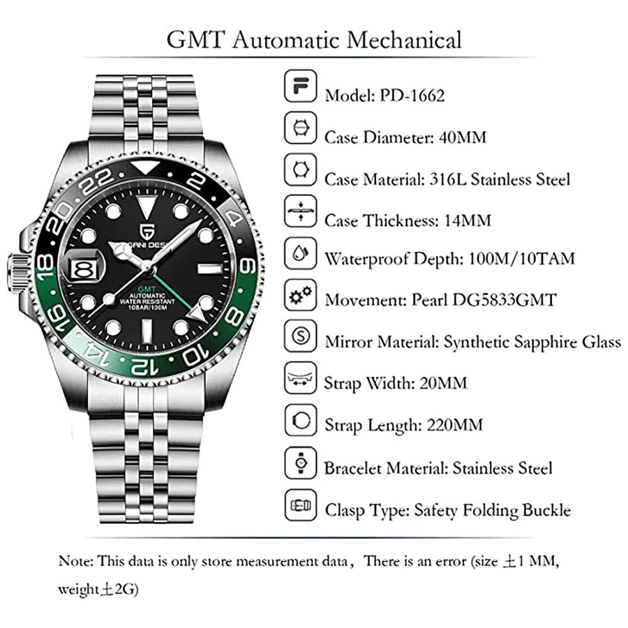 PAGANI DESIGN Armbanduhr GMT, Automatik, Edelstahl, 40 mm, Herren - Bild 3
