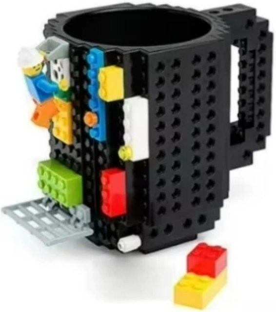 NATAWA Kaffeetasse im kreativen Ziegelstein-Design, schwarz, Kunststoff - Bild 1