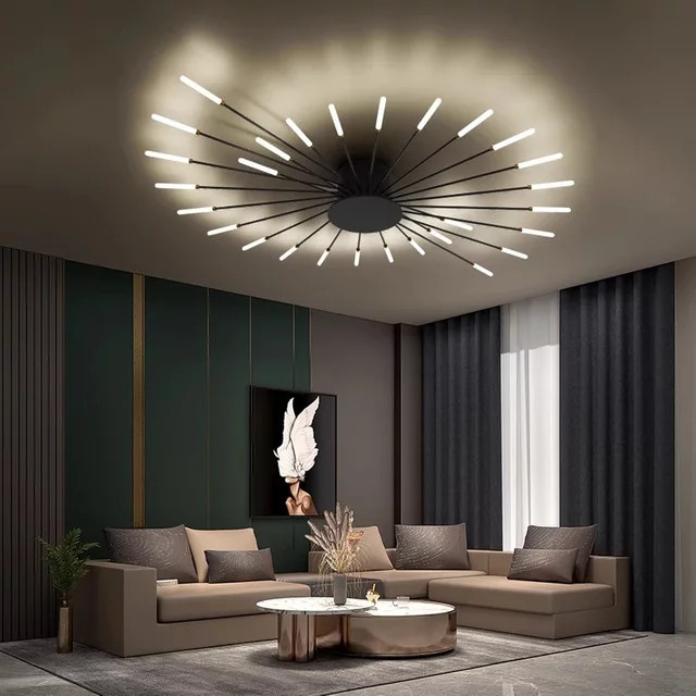 VIGOUS Moderne LED-Deckenleuchte im Feuerwerk-Design für Wohnzimmer und Schlafzimmer, Schwarz-Gold - Bild 1