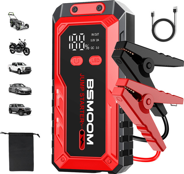 BSMOOM 5000A Auto-Starthilfe für 12V-Fahrzeuge mit LCD-Display, LED-Anzeige und USB-C-Anschluss, geeignet für Benzin- und bis zu 8,0-Liter-Dieselmotoren - Bild 1