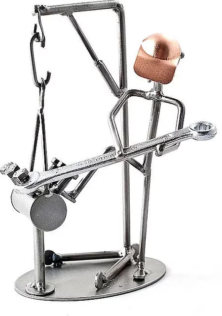 Hinz & Kunst Metallmann Motortechniker Wired Line Tischdeko aus Metall in Silber - Bild 1