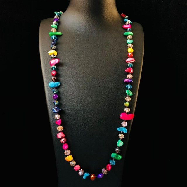 Wuiaopeng Perlenkette, mehrfarbige Perlen, 80 cm, Damen - Bild 1