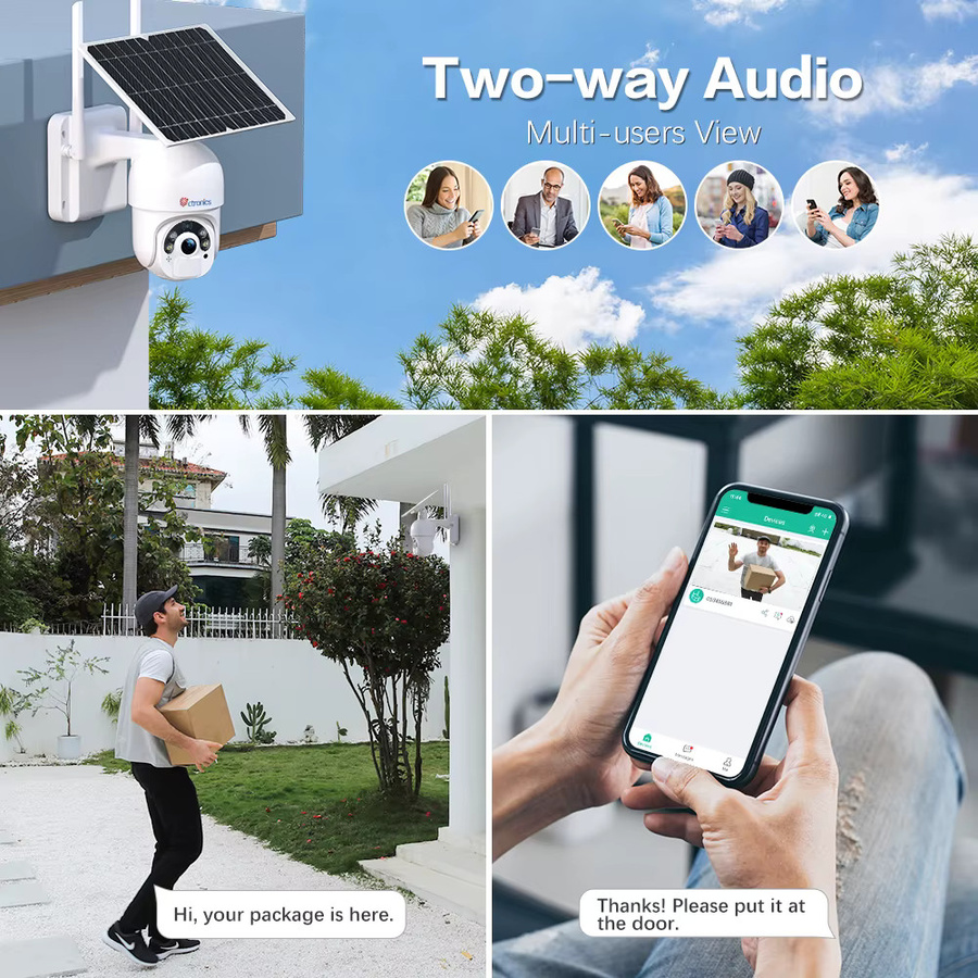 Ctronics 2K 4MP WLAN-Überwachungskamera mit 8W Solarpanel und 10000mAh Akku, kabellose IP-Außenkamera in Weiß mit 360° Sicht, Farbnachtsicht, Personenerkennung und Zwei-Wege-Audio, wasserdicht - Bild 6