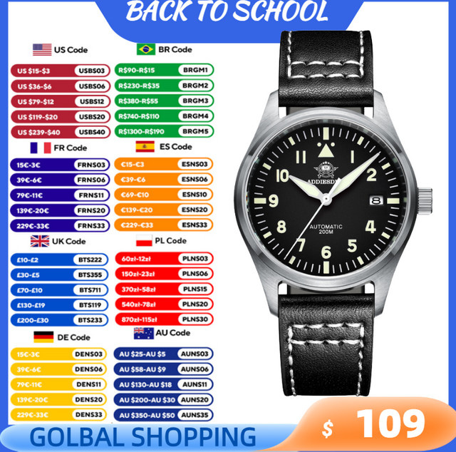 ADDIESDIVE Armbanduhr, Automatik, Edelstahl, Saphirglas, Herren - Bild 1