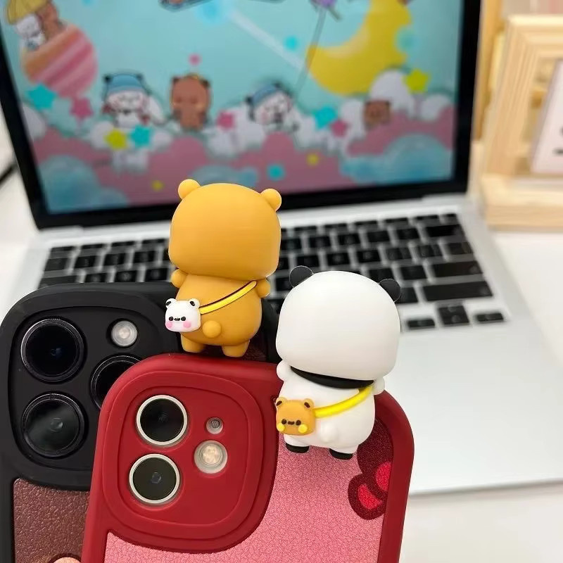Bandai Panda Bubu und Dudu Set aus 2 niedlichen Cartoon-Bär-Spielzeugpuppen als dekoratives Paar-Geschenk - Bild 3