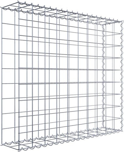 Gabiona Anbaukorb aus Stahl in Silbergrau, B/T/H: 90 x 100 x 20 cm - Bild 1