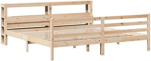 vidaXL Bettgestell mit Kopfteil aus massivem Kiefernholz in rustikalem Design, B/T/H: 200 x 200 x 82 cm - Bild 1