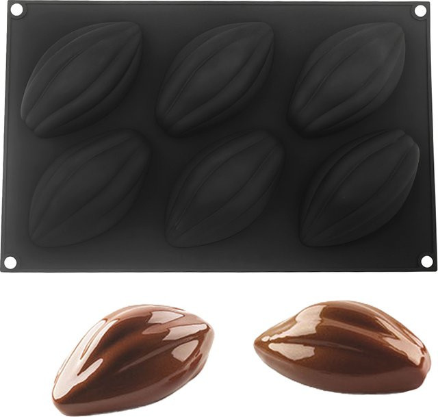 Meibum Silikonform für Olivenmousse-Kuchen mit 6 ovalen Mulden in Schwarz - Bild 1