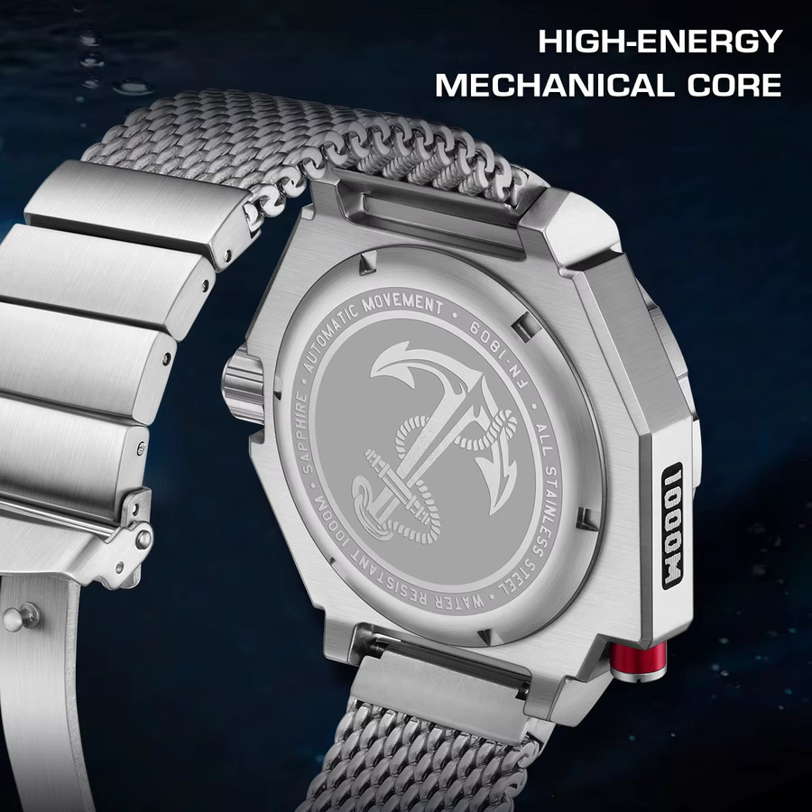 FeelNever Armbanduhr, Automatik, Edelstahl, Silber, Blau, Herren - Bild 6