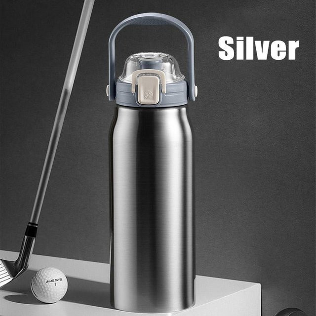 Binchi Outdoor Product Thermosflasche aus Edelstahl mit Strohhalm, silber, 1500 ml - Bild 1
