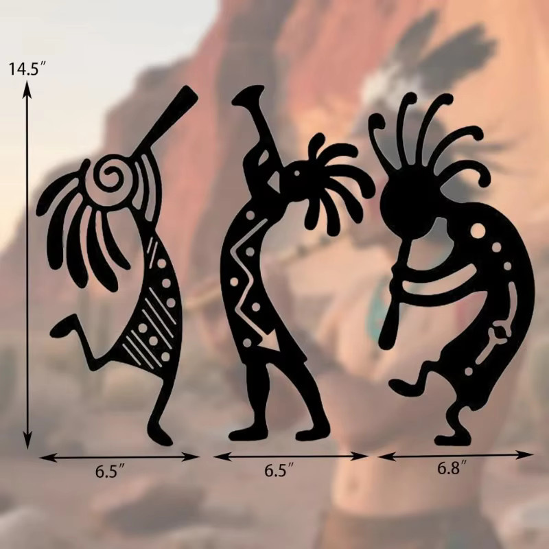 Metall-Wandkunst Indianer-Flötenspieler von CIFBUY in Schwarz, B: 40 cm, H: 60 cm - Bild 6