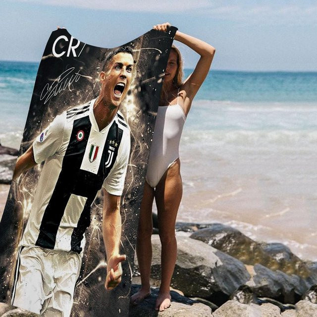 Ka Chen Muxi CR7 Cristiano Ronaldo Mikrofaser Strandtuch, schnelltrocknend und weich, Breite: 45 cm, Höhe: 90 cm - Bild 1