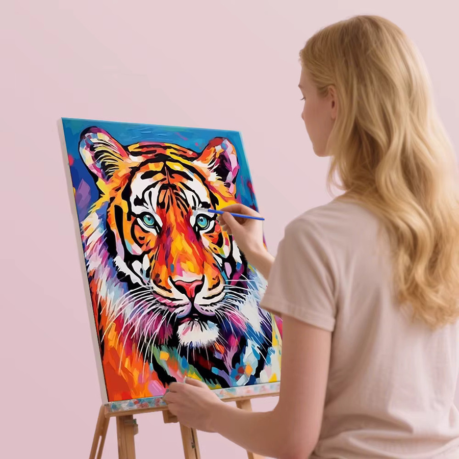 huacan Malen nach Zahlen Kits Bunte Tiger, DIY Digitale Ölgemälde, Set / Bundle - Bild 4