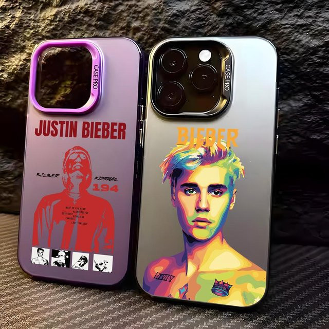 Justin Bieber Designer Handyhülle für iPhone 17 16 15 14 13 12 11 Pro Max Matt Laser Aurora Design - Bild 1