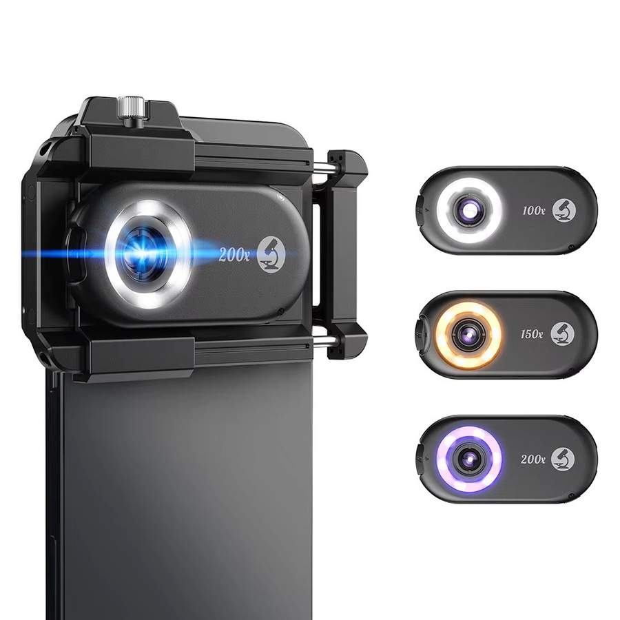 APEXEL Makro-Objektiv-Set für Smartphone mit LED-Licht, Mikroskop-Schmuckobjektiv für iPhone und Android, Schwarz - Bild 6