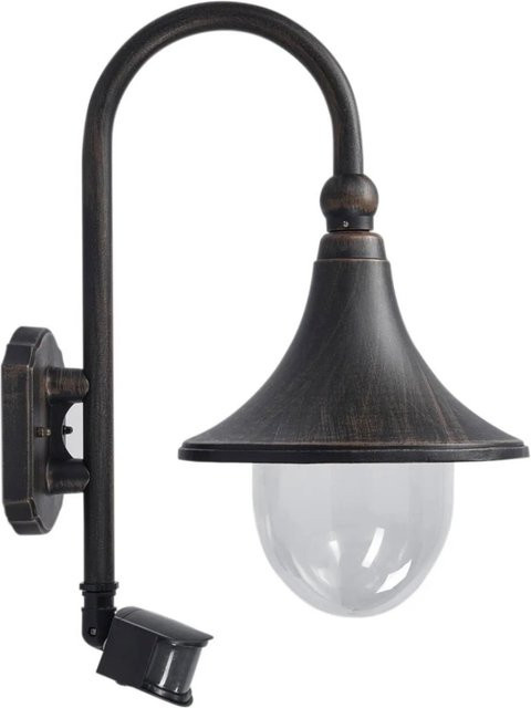 Lindby Daphne Außenwandleuchte mit Bewegungsmelder in Schwarz, Retro Vintage Design aus Aluminium, E27, IP44, Höhe: 47,0 cm, Breite: 35,5 cm, Tiefe: 24,5 cm - Bild 1