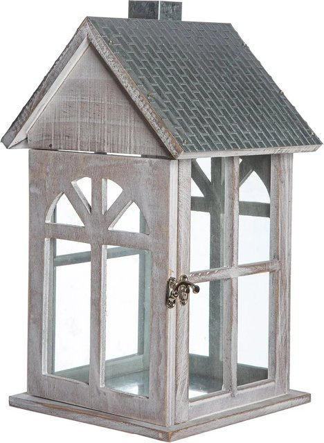 Gilde Laterne Branco Tischdekoration in Silber und Weiß, Höhe: 38,5 cm, Breite: 23 cm - Bild 1
