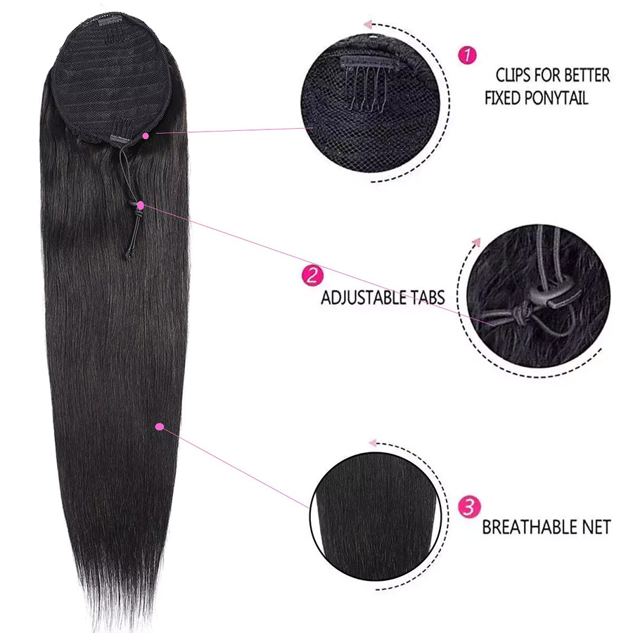 xbeauty Haarverlängerung Pferdeschwanz, 100 g, Schwarz, 100 % Echthaar - Bild 2