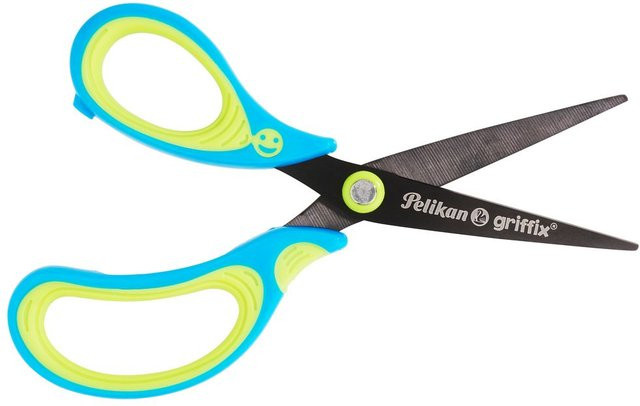Pelikan Schulschere Griffix Spitz für Linkshänder in Grün mit Titanium-Beschichtung - Bild 1