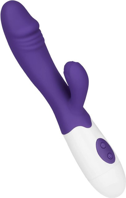 Silikon-Rabbit mit stilisierter Eichel in Lila und Weiß, 19 cm - Bild 1