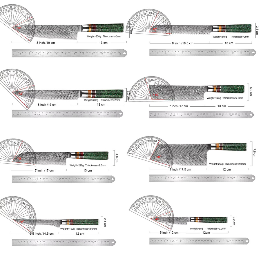 XITUO Luxus Damaskus Küchenmesser Set mit Harz-Synthese-Griff in Multicolour - Bild 2