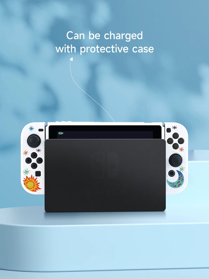 Nintendo Galaxy Case für Nintendo Switch OLED mit trennbaren Joy-Con Handschalen und Schalterabdeckung in Weiß - Bild 2