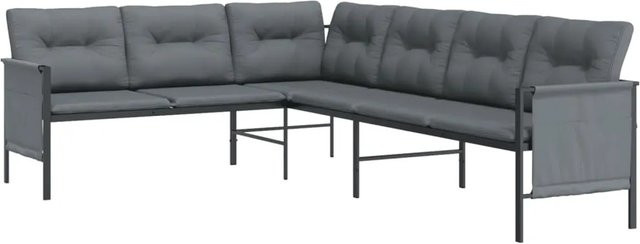 vidaXL Garten-Ecksofa Anthrazit aus Stahl und Textilene mit Polsterung und Armlehnen, B/T/H: 230 x 168 x 65 cm - Bild 1