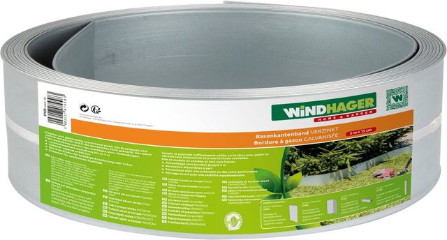 Verzinktes Rasenkantenband mit einer Länge von 5 m und einer Höhe von 15 cm - Bild 1