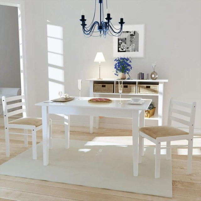 vidaxl Esszimmerstühle 2er Set aus Gummibaumholz und Samt in Weiß - Bild 2