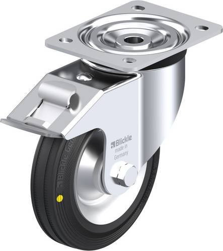 Blickle Lenkrolle L-V 162R-FI-EL mit Feststeller, Rad-Durchmesser: 160 mm, Tragfähigkeit: 135 kg, Farbe: Schwarz/Silber - Bild 1
