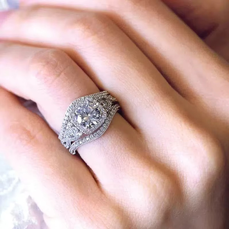 Huitan Ringe Set, Silber, Zirkonia, Damen - Bild 2